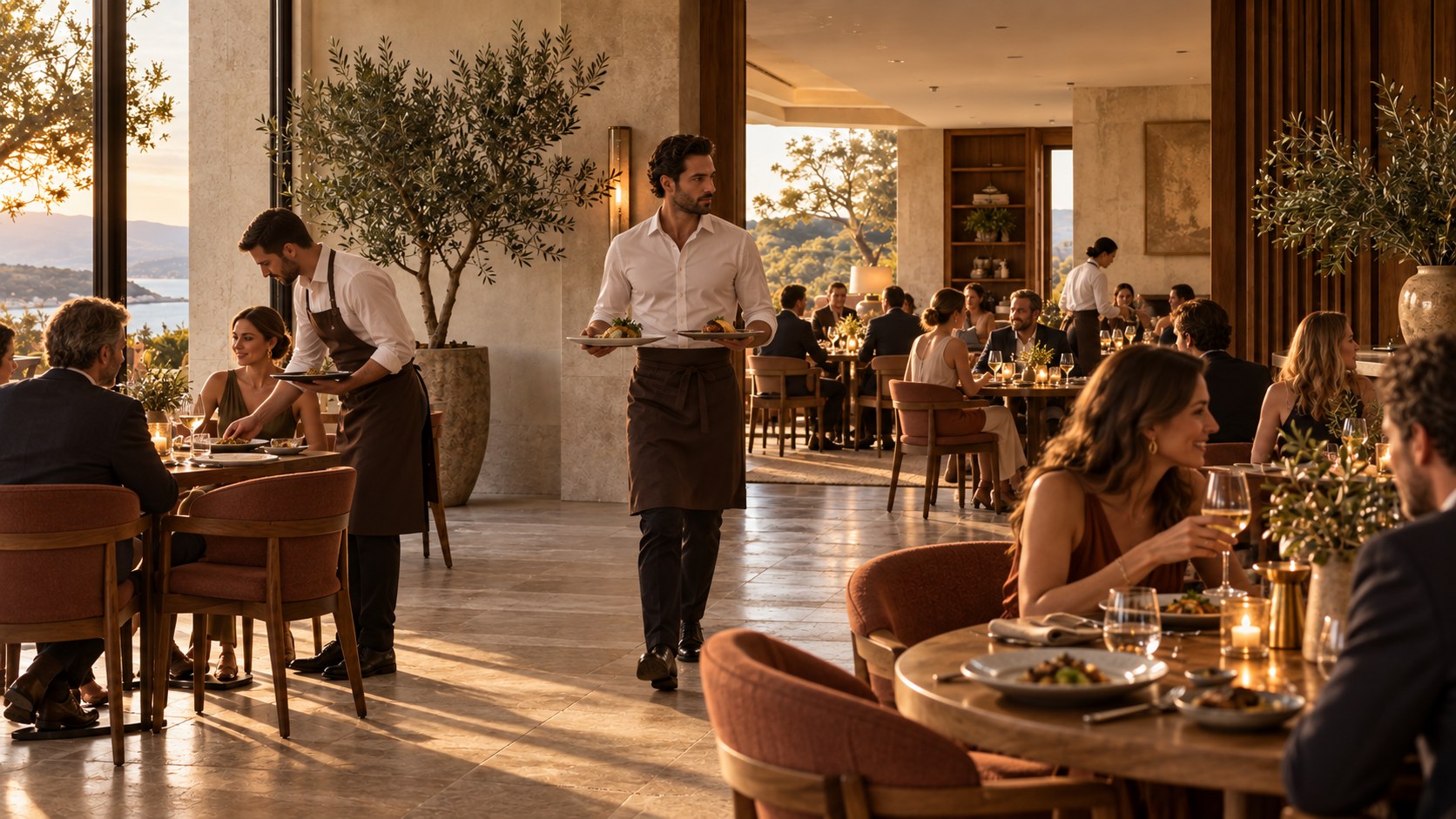 Warm contemporary restaurant and hotel lounge